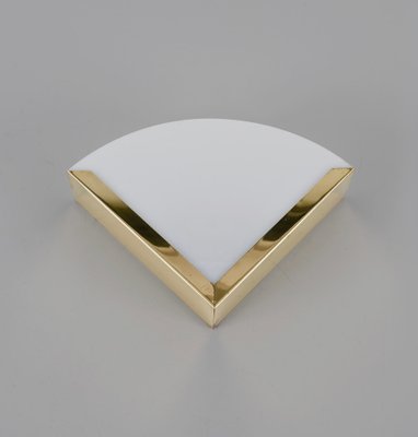 Italian Triangular Sconce in Brass and White Acrylic Glass, 1970s-JDR-1770765