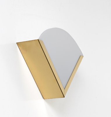 Italian Triangular Sconce in Brass and White Acrylic Glass, 1970s-JDR-1770765