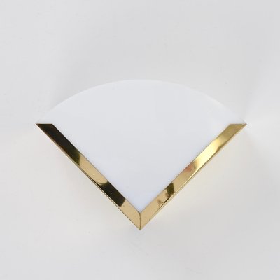 Italian Triangular Sconce in Brass and White Acrylic Glass, 1970s-JDR-1770765