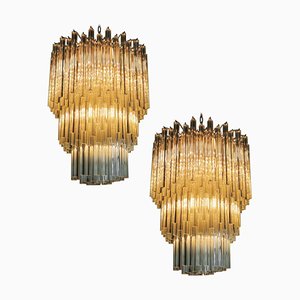 Italian Triedri Murano Glass Chandeliers, Set of 2-OVO-1235233