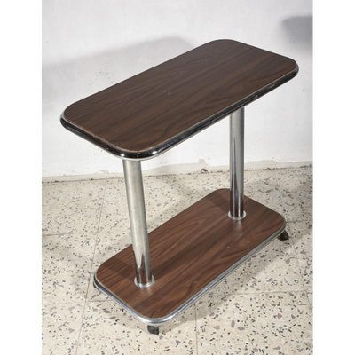 Italian Trolley Table in Wood and Chromed Steel, 1980s-RAQ-750694