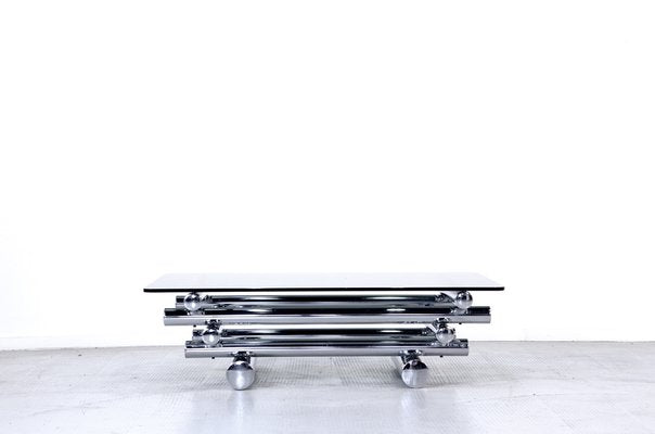 Italian Tubular Chrome and Smoked Glass Coffee Table, 1970s-DUG-2041240