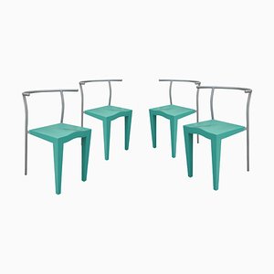 Italian Turquoise Chairs by Phillippe Stark from Kartell, 1988, Set of 4-UZ-1257851