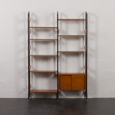 Italian Two Bay Wall Unit with Sliding Door Cabinet and Shelves, 1950s-UE-1795597