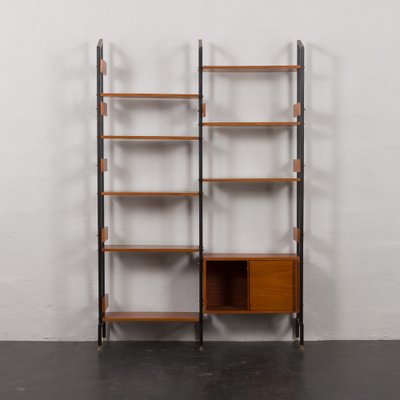 Italian Two Bay Wall Unit with Sliding Door Cabinet and Shelves, 1950s-UE-1795597