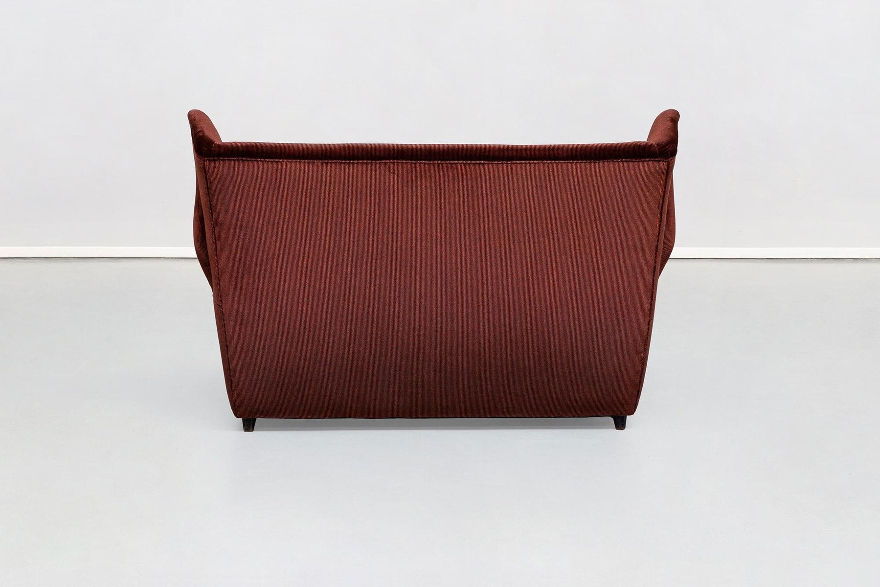 Italian Two-Seat Sofa in Red Corduroy Velvet by Grand Hotel Duomo Milano, 1950