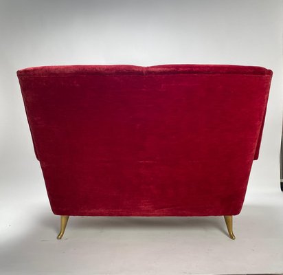 Italian Two-Seater Red Sofa from by I.S.A. Bergamo, 1950s-KKZ-1814268