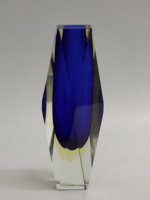 Italian Two-Tone Blue & Yellow Sommerso Murano Glass Vase, 1960s or 1970s-SY-1264269