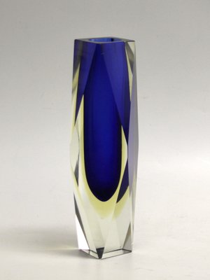 Italian Two-Tone Blue & Yellow Sommerso Murano Glass Vase, 1960s or 1970s-SY-1264269