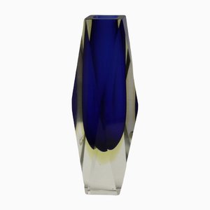 Italian Two-Tone Blue & Yellow Sommerso Murano Glass Vase, 1960s or 1970s-SY-1264269