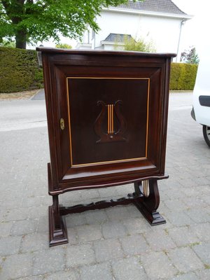 Italian Two-Tone Mahogany Lyre Cabinet in the Style of Borsani-AWL-1289969