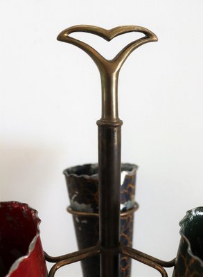 Italian Umbrella Stand in Brass and Marble, 1950s-VNE-978302