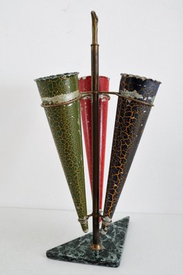 Italian Umbrella Stand in Brass and Marble, 1950s-VNE-978302