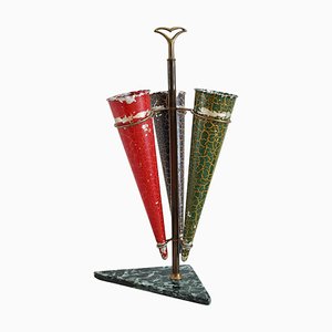 Italian Umbrella Stand in Brass and Marble, 1950s-VNE-978302