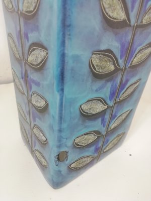 Italian Vase in Blue with Leaf Decoration from Bitossi, 1960s-HNE-1314735