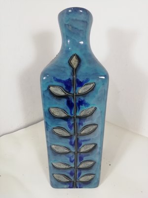 Italian Vase in Blue with Leaf Decoration from Bitossi, 1960s-HNE-1314735