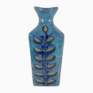 Italian Vase in Blue with Leaf Decoration from Bitossi, 1960s-HNE-1314735