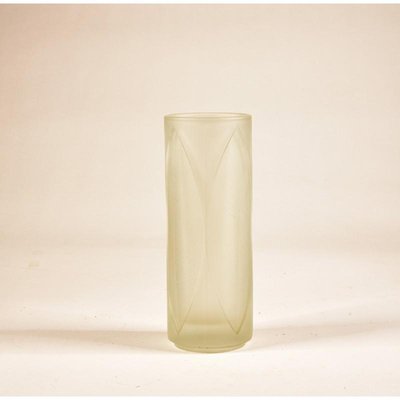 Italian Vase in Satin Glass with Engraved Leaves, 1940s-RAQ-762691