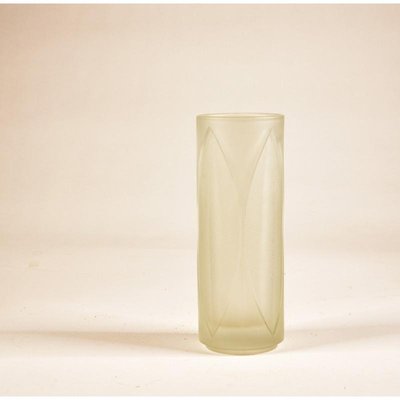 Italian Vase in Satin Glass with Engraved Leaves, 1940s-RAQ-762691