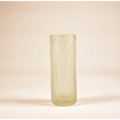 Italian Vase in Satin Glass with Engraved Leaves, 1940s-RAQ-762691