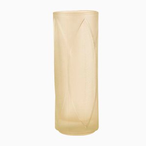 Italian Vase in Satin Glass with Engraved Leaves, 1940s-RAQ-762691