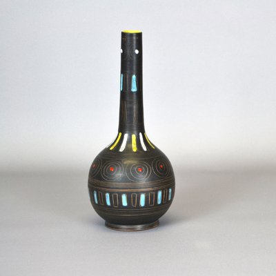 Italian Vase with Hand-Painted and Engraved Decoration, 1960s-AOU-1763067