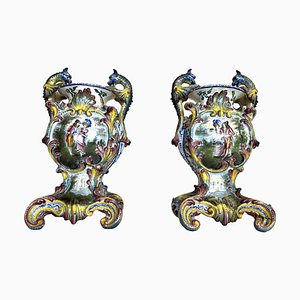 Italian Vases in Majolique, Set of 2-EUT-1807975