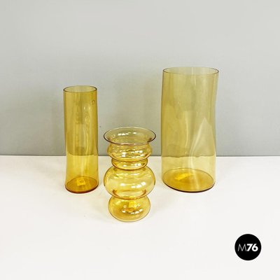 Italian Vases in Yellow Blown Murano Glass by Carlo Nason, 1970s, Set of 3-GDD-1762631