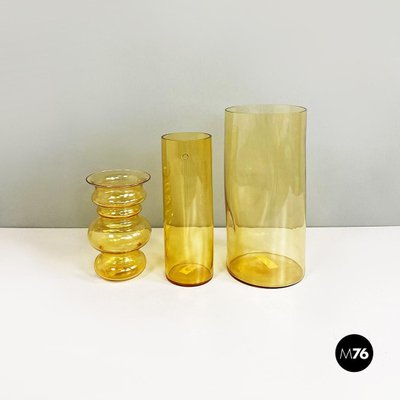 Italian Vases in Yellow Blown Murano Glass by Carlo Nason, 1970s, Set of 3-GDD-1762631