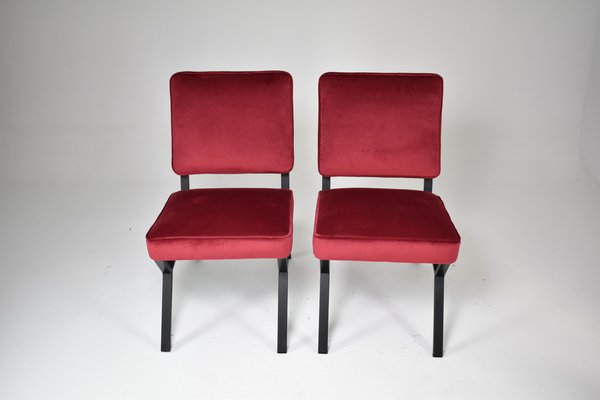 Italian Velvet Chairs, 1950s, Set of 2-GXL-1757295