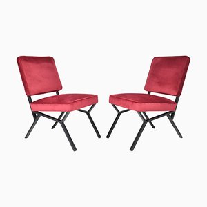 Italian Velvet Chairs, 1950s, Set of 2-GXL-1757295