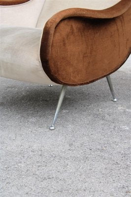 Italian Velvet Chromed Armchair with Feet in the Style of Zanuo, 1950s-EH-1278149