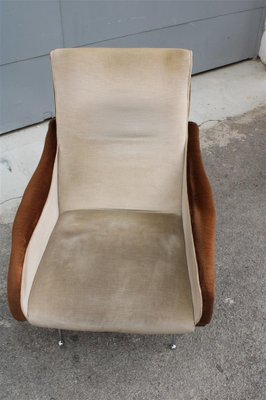 Italian Velvet Chromed Armchair with Feet in the Style of Zanuo, 1950s-EH-1278149