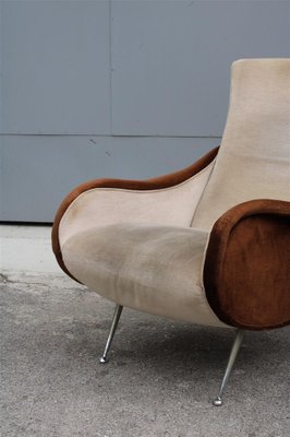 Italian Velvet Chromed Armchair with Feet in the Style of Zanuo, 1950s-EH-1278149