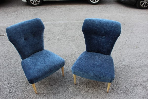 Italian Velvet Lounge Chairs, 1950s, Set of 2-EH-594873