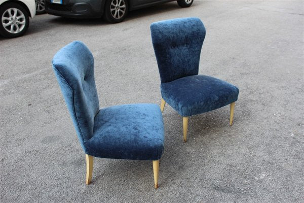 Italian Velvet Lounge Chairs, 1950s, Set of 2-EH-594873