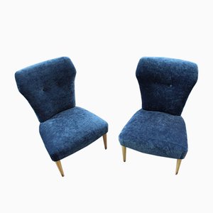 Italian Velvet Lounge Chairs, 1950s, Set of 2-EH-594873