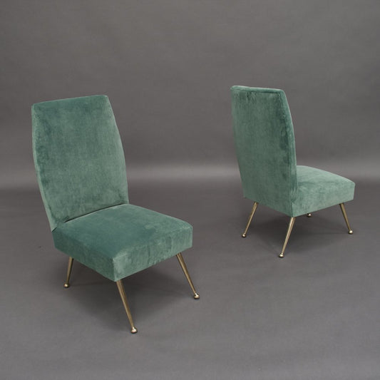 Italian Velvet Side Chairs by Gigi Radice for Minotti, 1950s, Set of 2