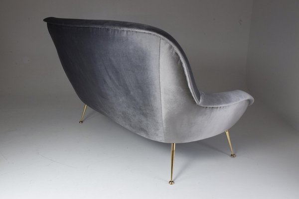 Italian Velvet Sofa from ISA Bergamo, 1950s-GXL-590590