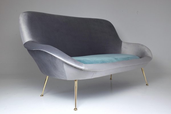 Italian Velvet Sofa from ISA Bergamo, 1950s-GXL-590590