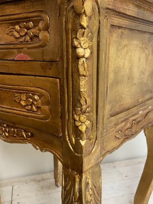 Italian Venetian Style Gold Painted Chest with Drawers and Floral Motifs, 1950s-WZZ-1152629