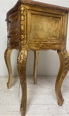 Italian Venetian Style Gold Painted Chest with Drawers and Floral Motifs, 1950s-WZZ-1152629