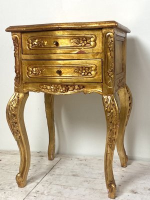 Italian Venetian Style Gold Painted Chest with Drawers and Floral Motifs, 1950s-WZZ-1152629