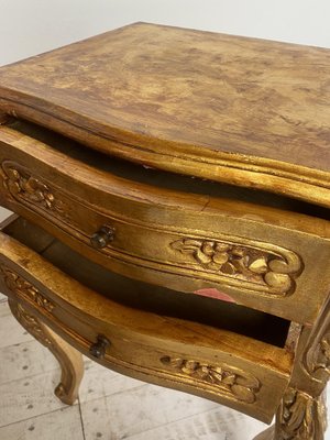 Italian Venetian Style Gold Painted Chest with Drawers and Floral Motifs, 1950s-WZZ-1152629