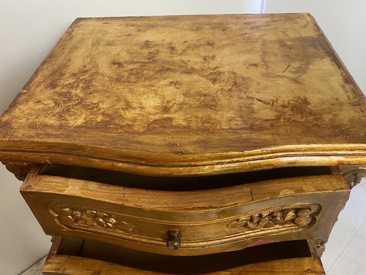 Italian Venetian Style Gold Painted Chest with Drawers and Floral Motifs, 1950s-WZZ-1152629