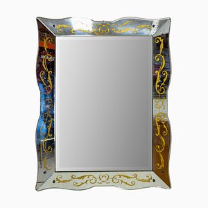 Italian Venice Wall Mirror in Glass Frame with Vegetal Patterns, 1940-RIU-1346165