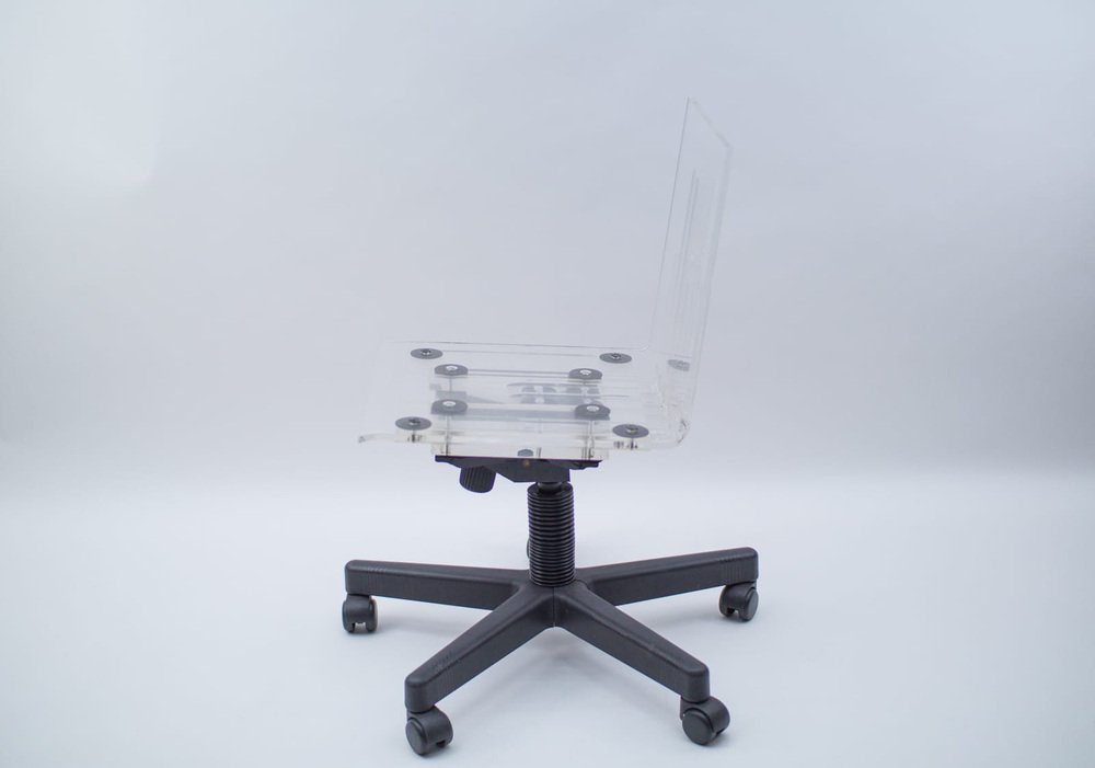 Italian Very Acrylic Glass Desk Chair, 1990s