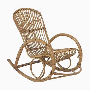 Italian Vintage Bamboo Rocking Chair 1950s-RCE-1099581