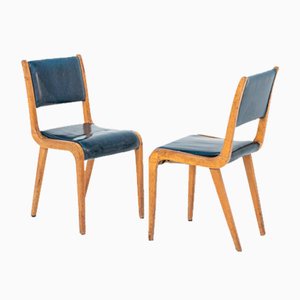 Italian Vintage Blue Fabric Desk Chairs, 1950s, Set of 2-RCE-1397404