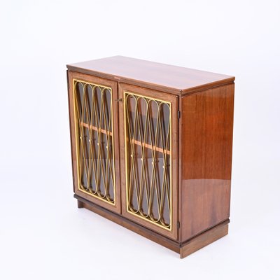 Italian Vitrine Showcase in Walnut and Gilt Metal from Castelli / Anonima Castelli, Italy, 1950s-JDR-1738277